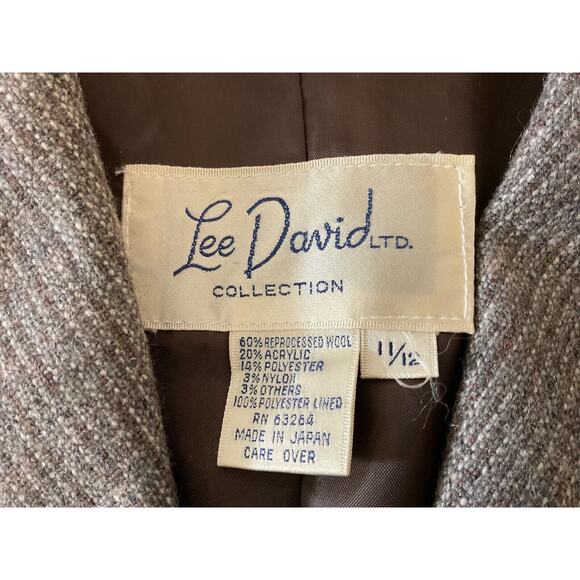 Lee David Womens 11/12 Light Brown Blazer Double-Breasted Wool Blend Notch Lapel - Picture 3 of 8